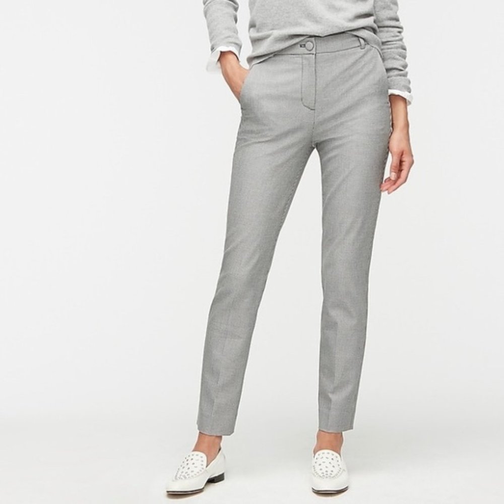 J. Crew High Rise Cameron Houndstooth Business Slack Ankle Pants Black Size 2P